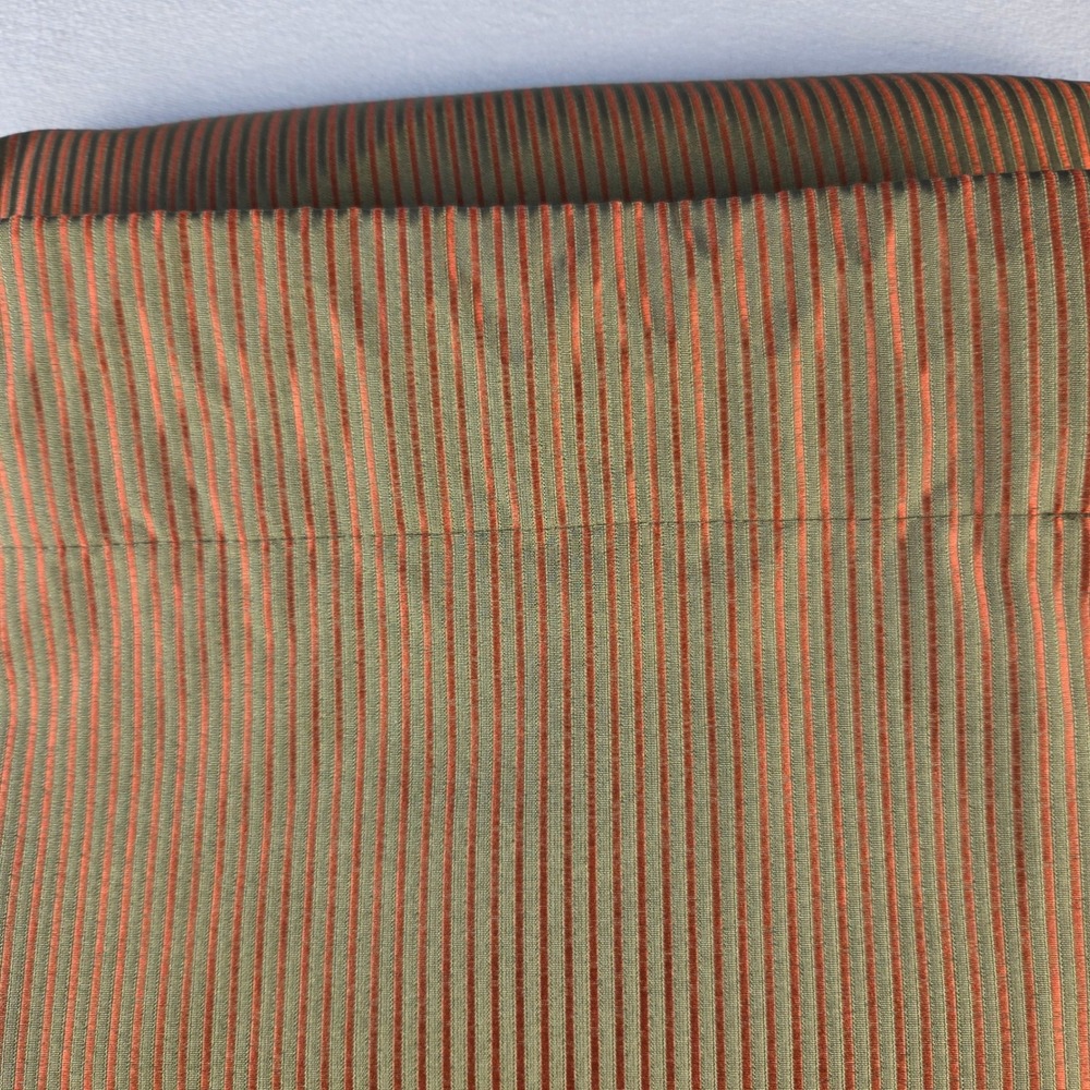 Green and Rust Orange Striped Lined Rod Pocket Curtains 68x102 Drapery